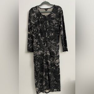 Ann Taylor Petite Black  Abstract Print Sheath Dress